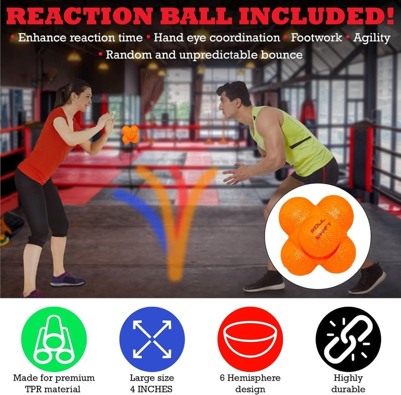 Soul Shift - Boxing Reflex Ball – Dual Competition Set | 2 Adjustable Headbands + 2 Training Balls + App Included | Speed, Agility & Hand-Eye Coordination for Adults & Kids | MMA Training Equipment - Image 3